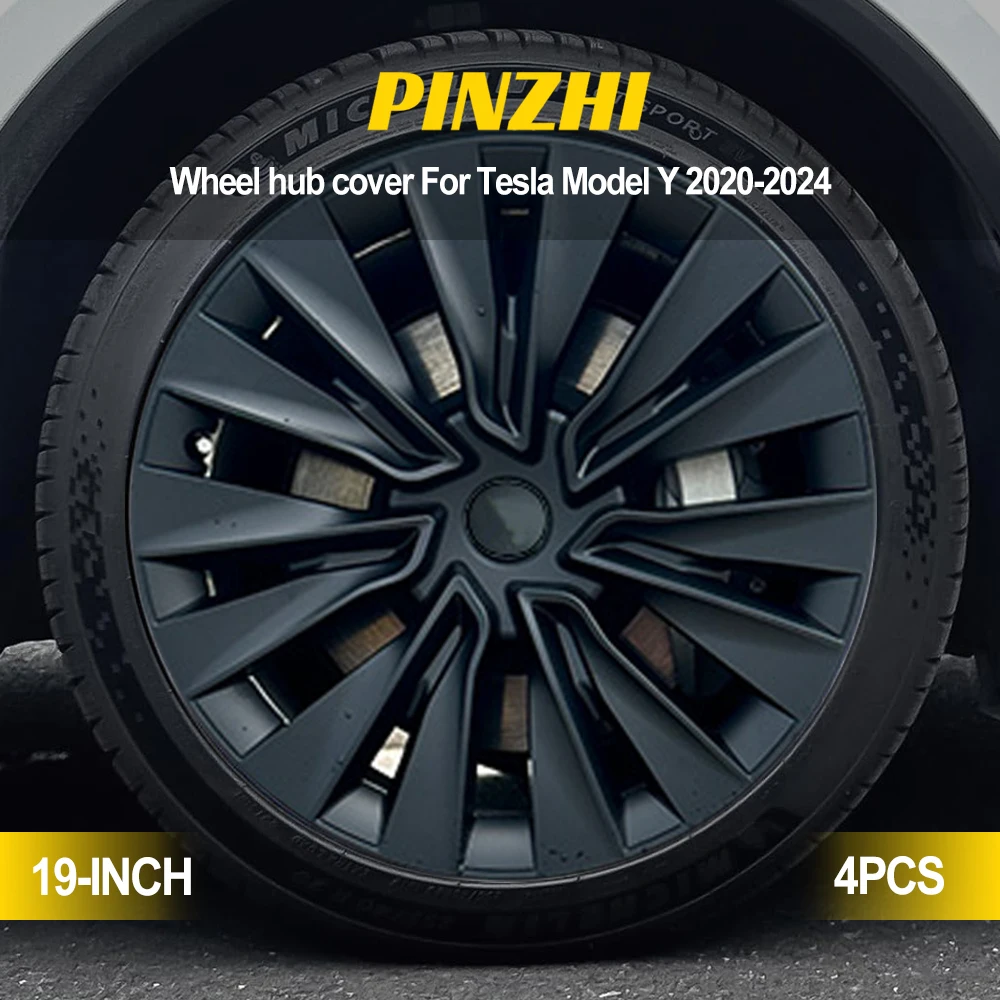 Image of 2020-2024 für Tesla Modell Y 19 Zoll Rad Radkappe Ersatz 4PCS Radkappe Rechts & Links Radkappe volle Felge Abdeckung Zubehör