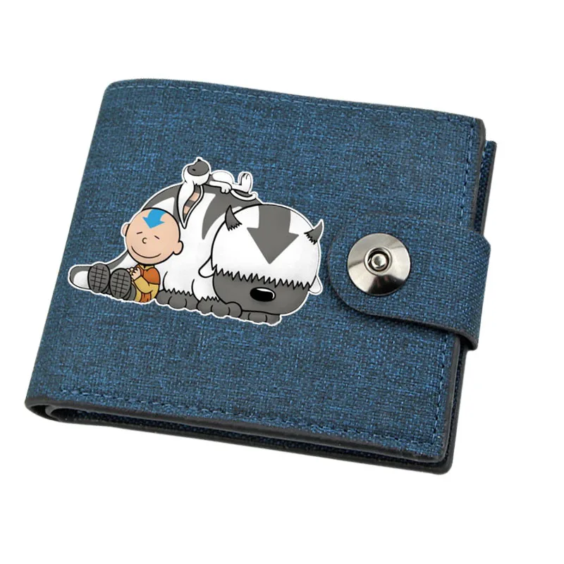 Boy Gril Coin Purse Anime  Avatar Cartoon Wallet Canvas Teenager Casual Cash Holder Bi-Fold Buckle Short Wallet