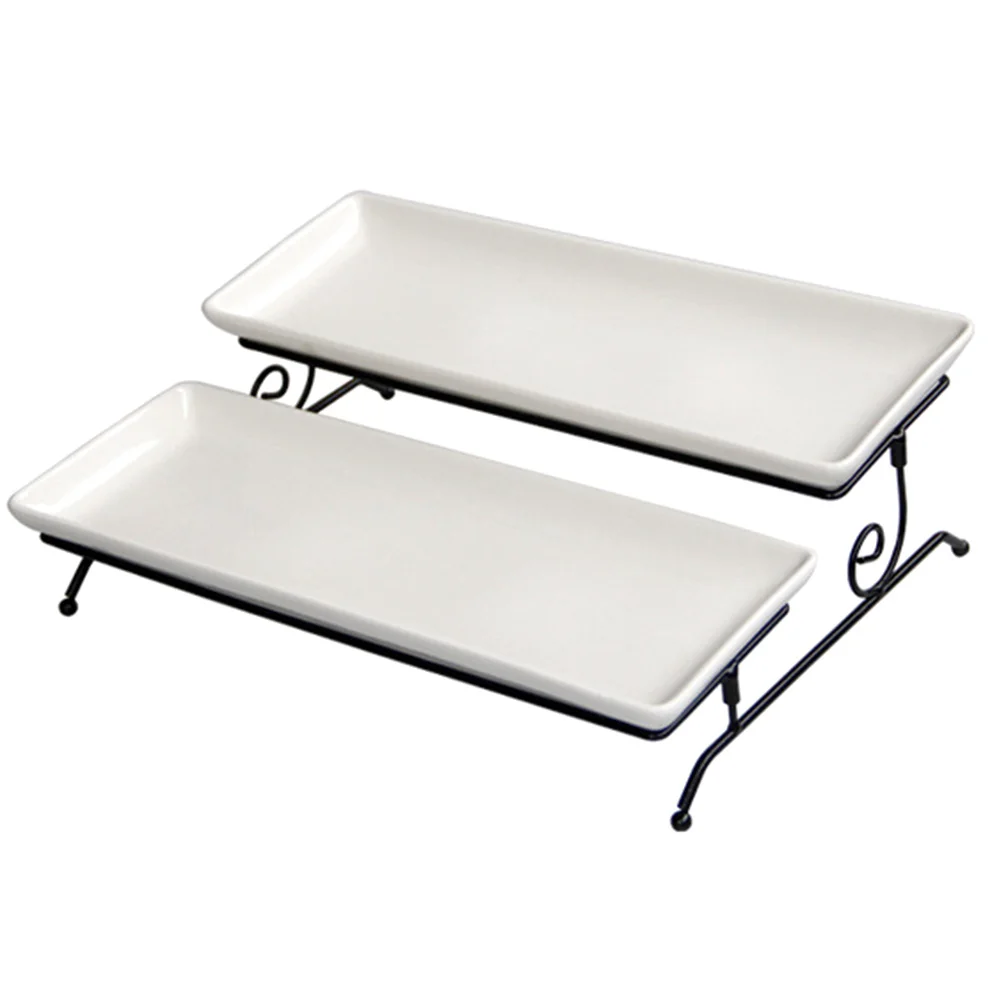 

Двухслойная подставка для торта, железная рама, портативный поднос для десерта для пикника и домашнего использования, подставка для торта, лоток для хранения закусок