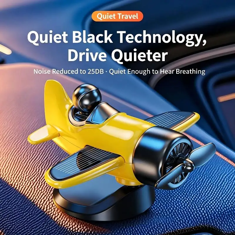 Solar Rotary Airplane Car Dashboard Ornament Auto Interior Accessory for Home Office Desktop Decor