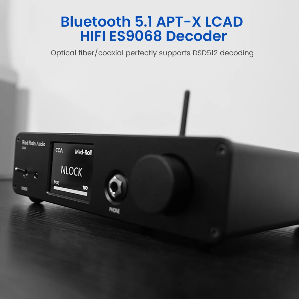 Rod Rain Audio-decodificador Bluetooth DA68 DSD512 ESS9068 QCC5125 APT-X LCAD USB óptico Coaxial TPA612A2, amplificador de auriculares