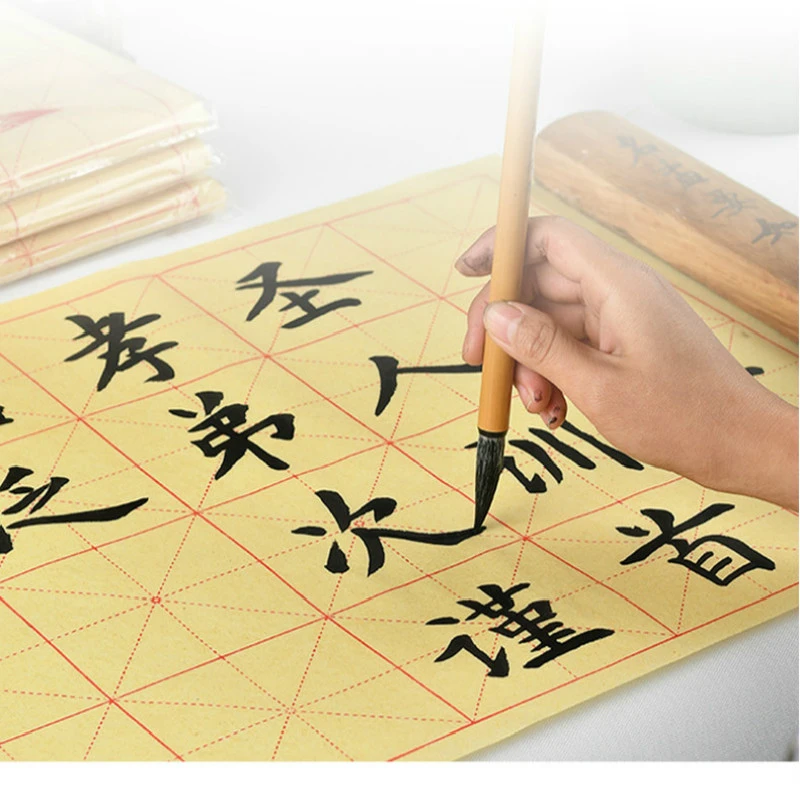 

Chinese Thicken Calligraphy Xuan Paper Papel Arroz Half Ripe Bamboo Paper Beginner Calligraphy Rice Paper with Grids Rijstpapier