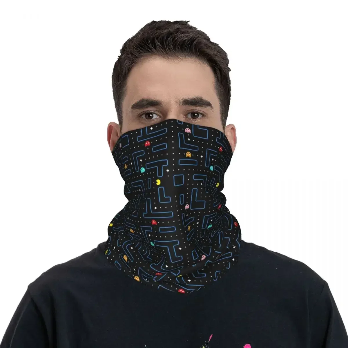 Video Game Classic Arcade Game Collage Bandana Neck Gaiter Printed Wrap Mask Scarf Warm Cycling Scarf Hiking For Men Women