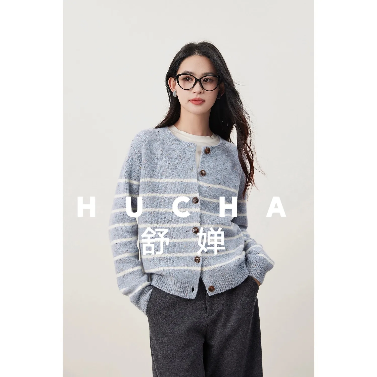 

Хорошее качество, литературное релаксация, шерстяная пряжа в горошек, пара вязаных кардиганов Seiko с круглым вырезом в полоску, женские свитера