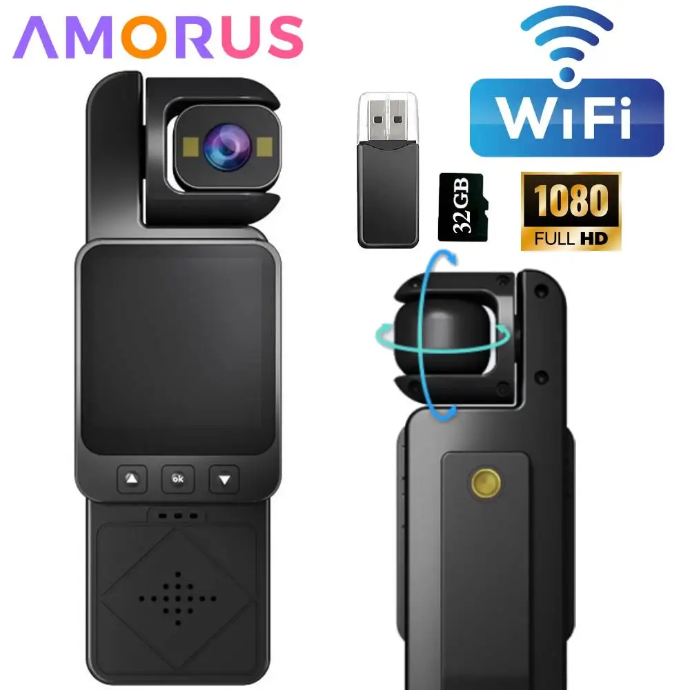 كاميرا عمل صغيرة WIFI IP65 كاميرا عمل مقاومة للماء 1.54 بوصة 1080 HD كاميرا رياضية الصدر يرتديها مسجل فيديو ركوب الدراجات تسجيل فيديو