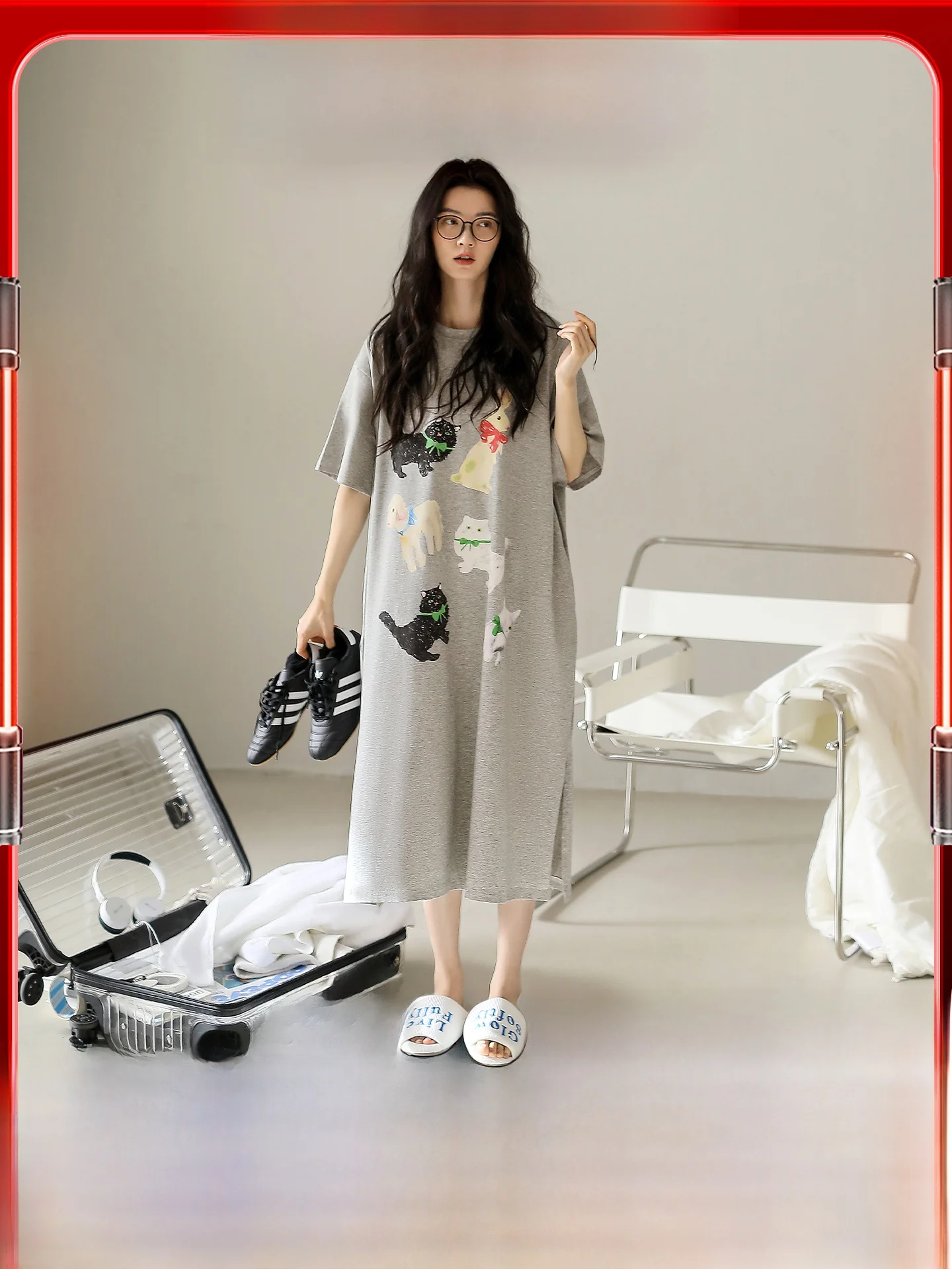 beeline-surprise-bee-women's-sleepwear-set-casual-outfit-modal-fabric-short-sleeve-round-neck-loose-fit-home-clothes