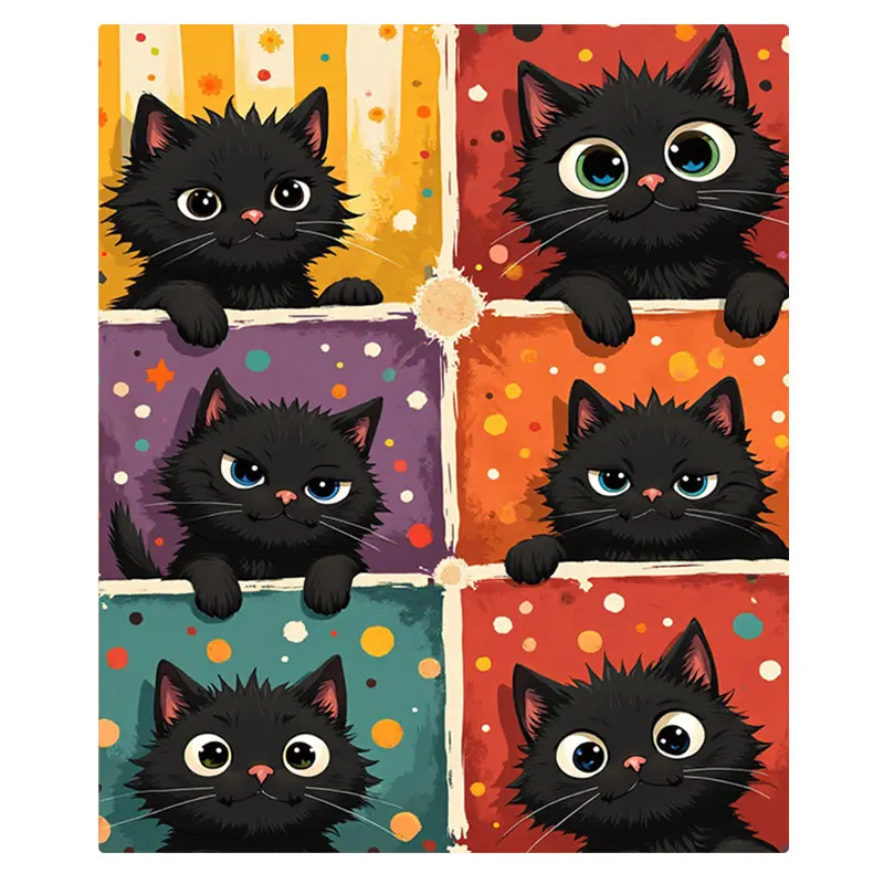 1pc Flannel Blanket Cute Black Cat Print Soft Blanket for Cozy Home Decor