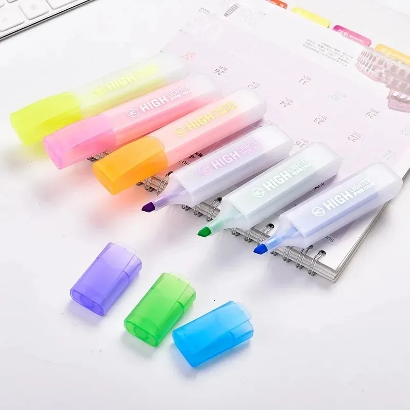 

6 color head fluorescent marking highlighter pen Marker Pens Markers Painting Drawing Stationery Office school supplies Writing