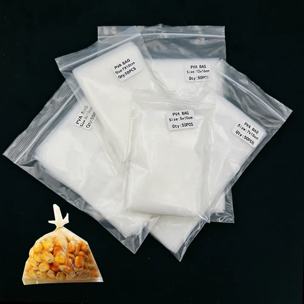 50 Stück Karpfenangel-PVA-Beutel Schnell Auflösende Wasserlösliche PVA-Beutel Pellets Köderbeutel für Karpfen Grobkörniger Boilie-Pellet-Köder Feeder