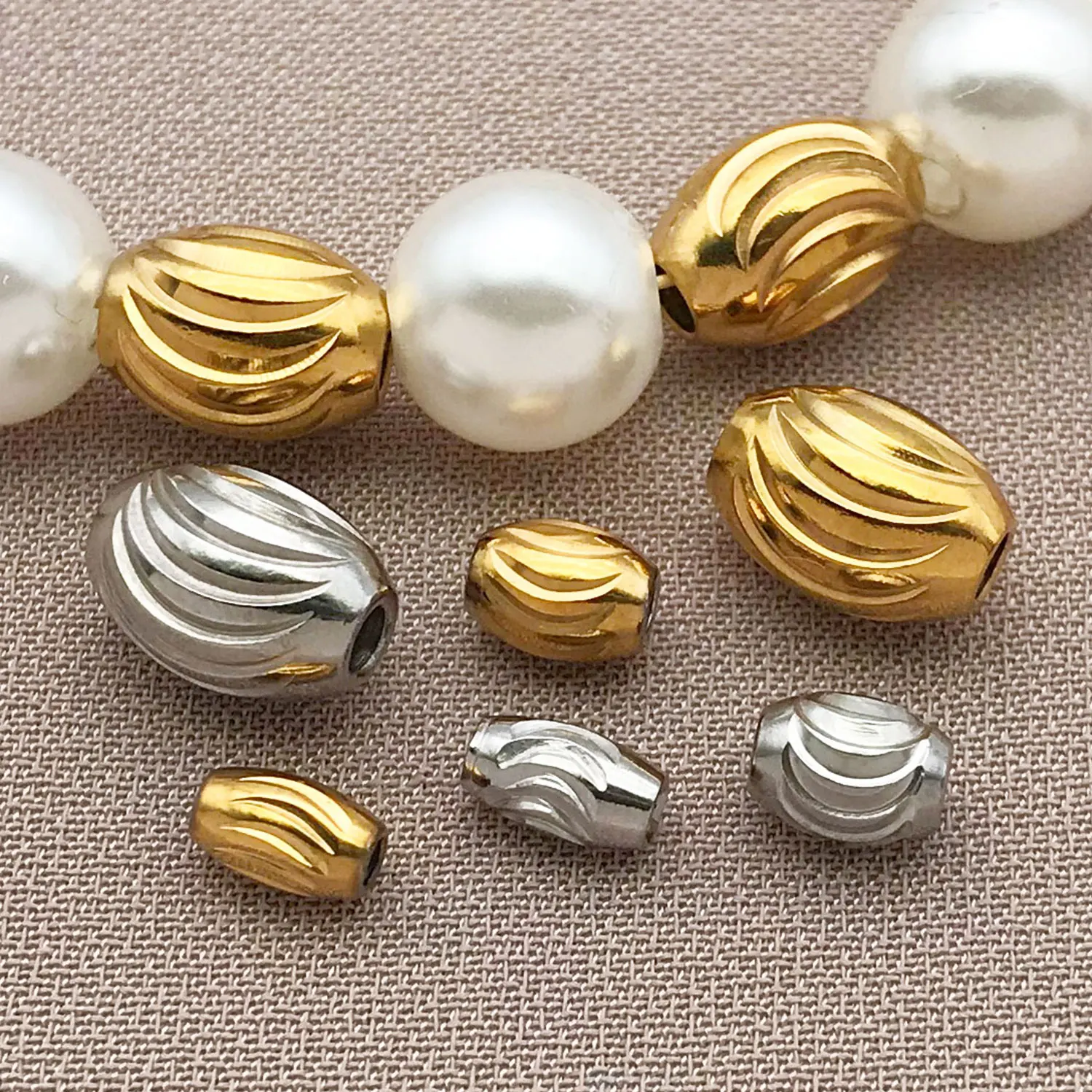 10pcs/Lot 3mm 4mm 6mm Dia Stainless Steel Round Spacer Beads Pumpkin Loose Bead Jewelry Findings Craft Supplies Accessories