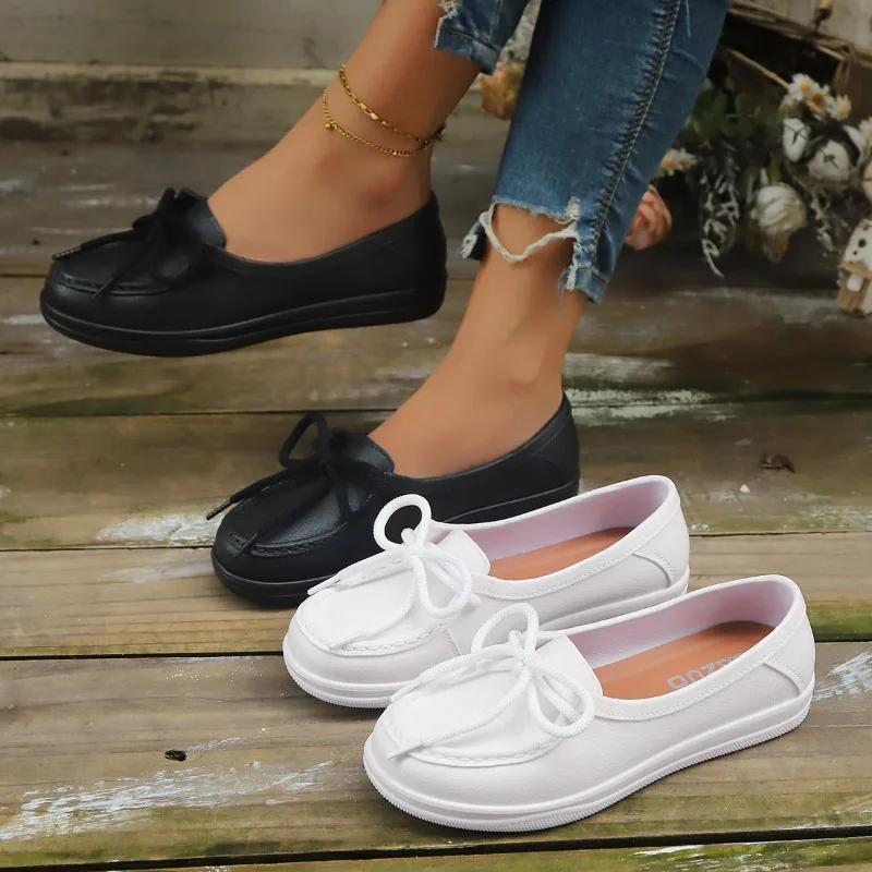 

Women Loafers High Quality Casual Leather Shoes New Shallow Mouth Women Single Shoes Slip on Soft Sole Nurse Shoes Zapatos Mujer