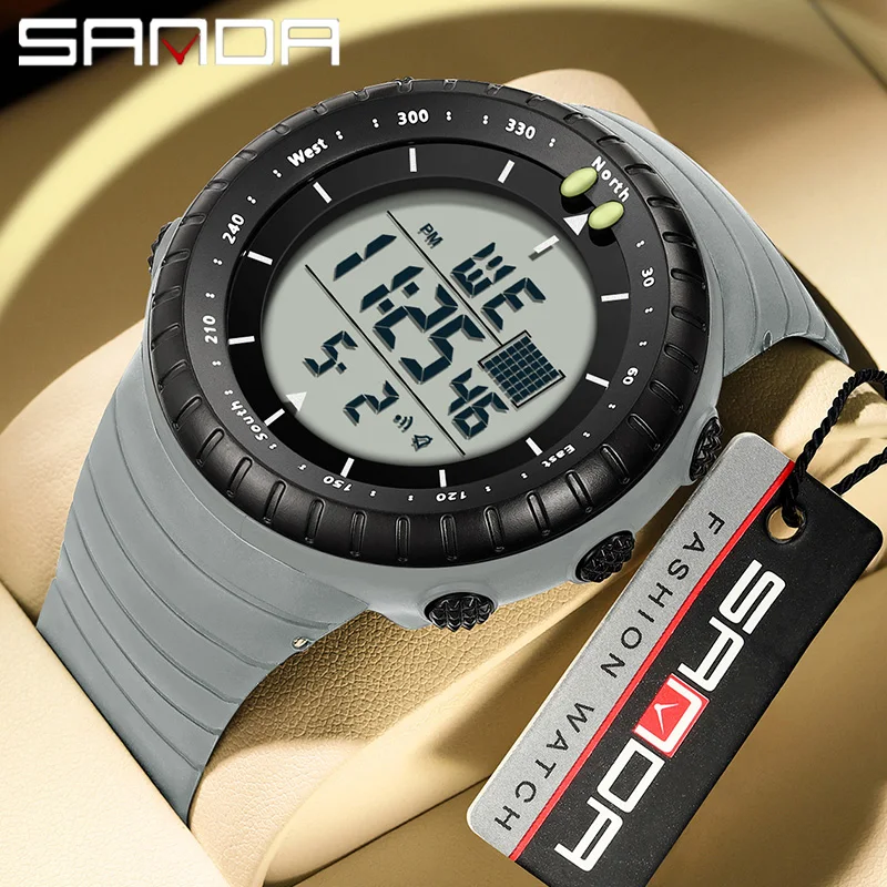 SANDA Fashion Men's Watch Military Outdoor Sports Electronics Wristwatch Waterproof LED Analog Digital Multifunction Men's Clock