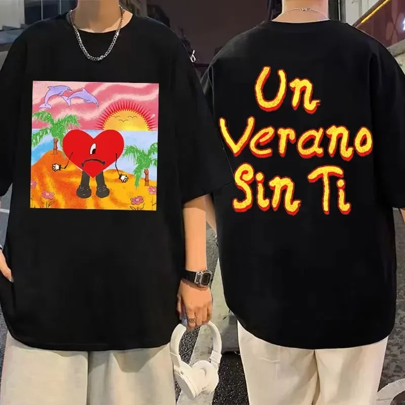 Men's Trend Bad Bunny UN VERANO SIN TI Music Album T-shirt Y Si El Dir Se Pone Feo Tu Me Lo Haces Bonito Love Eyes Graphic Top