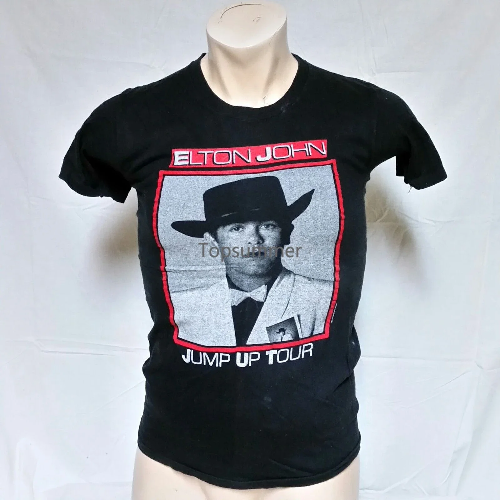 

1982 Elton John Jump Up Tour T Shirt 80S Tee Concert Rock Band Promo Tshirt Hot New Fashion Top 2018Officia Shirts