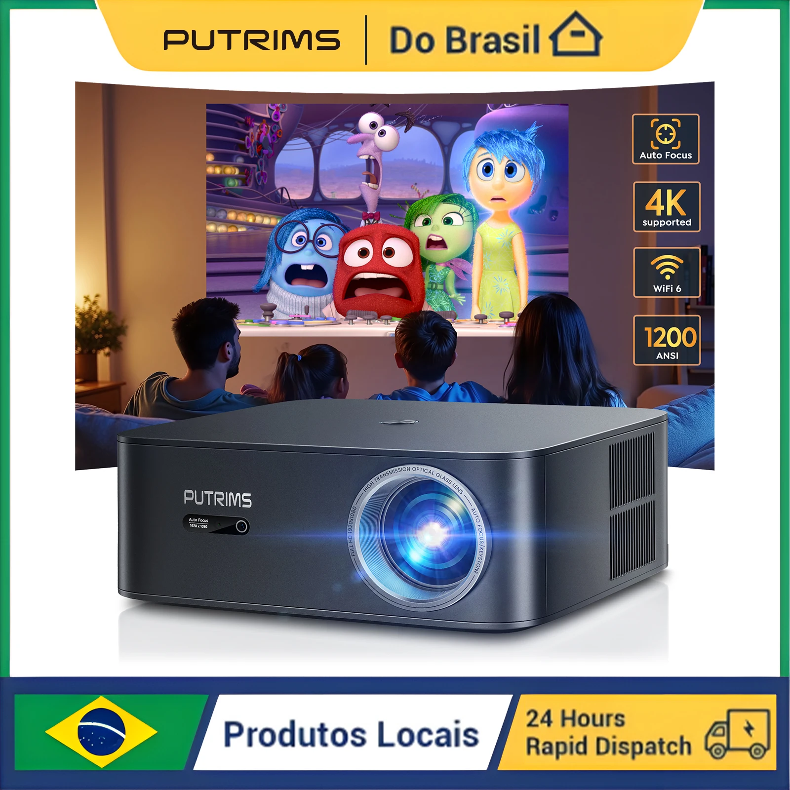 WIMIUS Projetor FHD 1080P com WiFi e Bluetooth 1500 ANSI