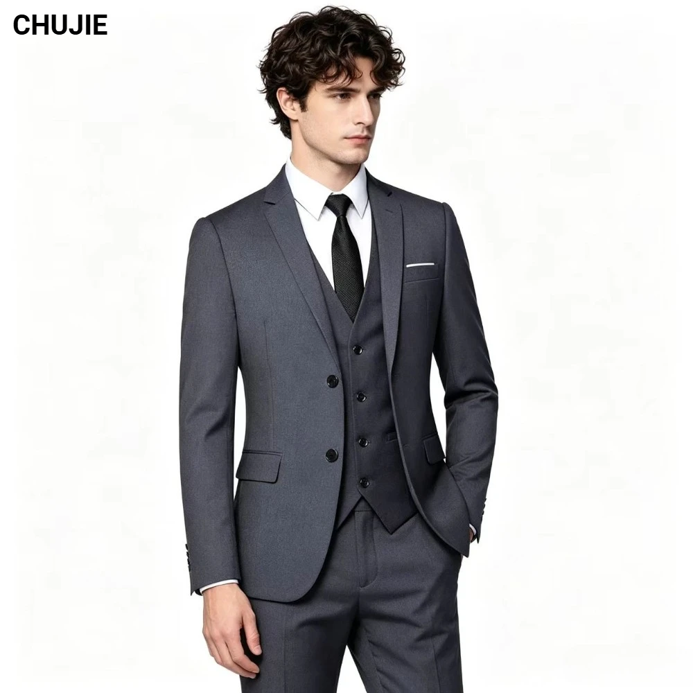 

Men Suit 2 Pieces Elegant Slim Fit Set Wrinkle Resistant Business Wedding Formal Blazer Vest Pants Breathable Durable Available