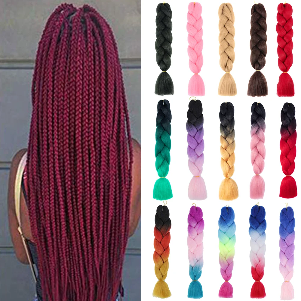 24 Inches DIY Jumbo Braiding Hair Synthetic Hair Extensions Afro Ombre Crochet Braid Hair Wholesale For Women