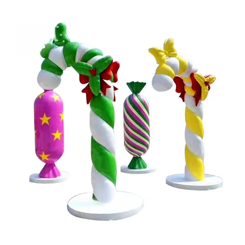 Stained glass fiber cane lollipop sculpture outdoor dessert shop street landscape design decorative colored resin crafts art