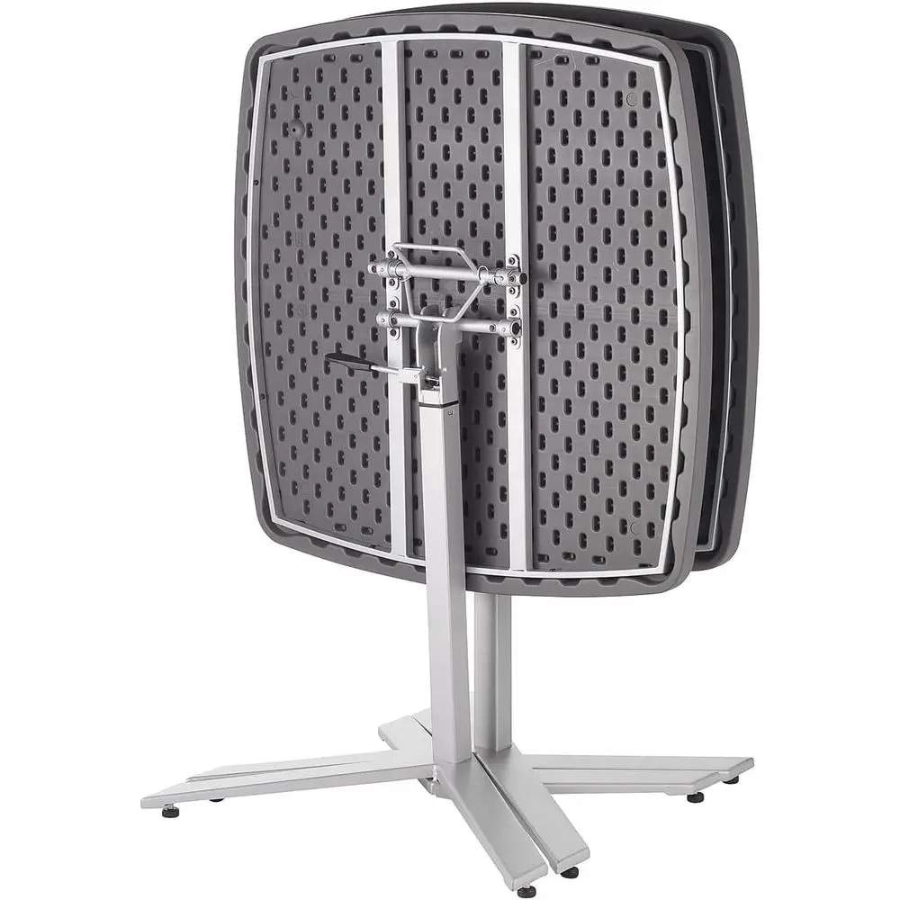 

Adjustable-Height Table, 30-42 in H x 36 in W x 36 in D, HDPE Plastic Top, Charcoal /Silver inish, Pneumatic Lit, Square Steel e