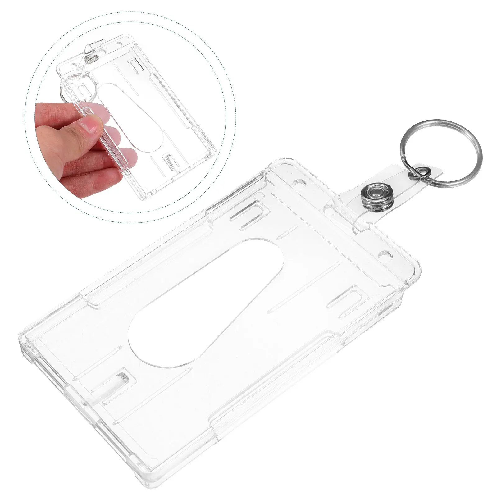 

6Pcs Badge Holder Hard Pc Plastic Id Card Holder Portable Name Tag Cover Thumb Protector Tag Sleeve Cards Sleeves