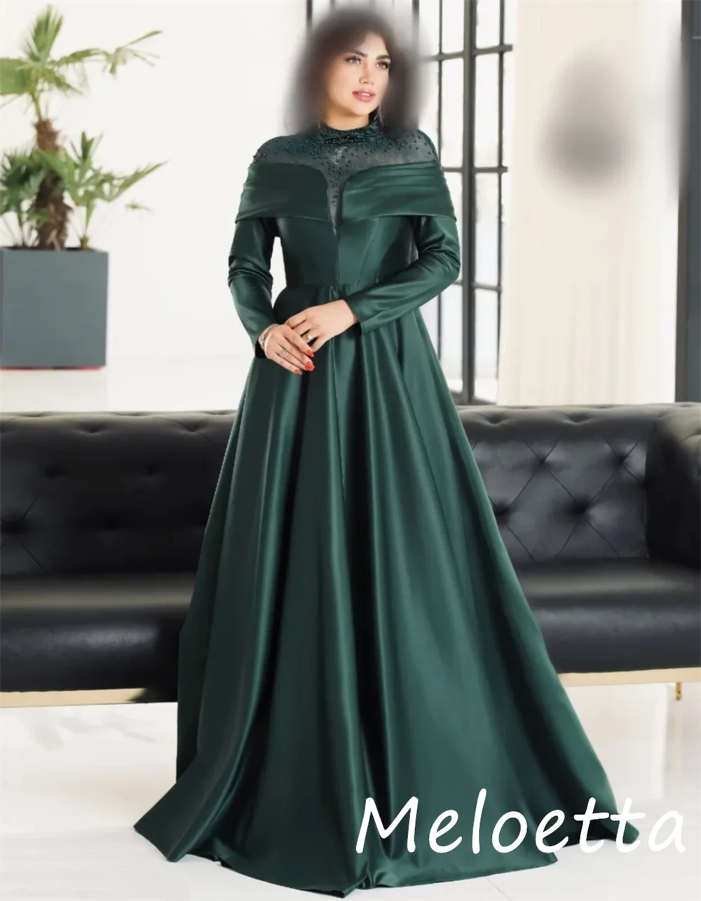 تخصيص جودة عالية Charmeuse مطرزة الطية ألف خط طوق فساتين طويلة مناسبة مخصصة أنيقة #2