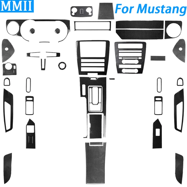 Dla Ford Mustang 2009-2014 Włókno węglowe Deska rozdzielcza Wylot powietrza Podnośnik okna Kierownica Garnitur Naklejka do wnętrza samochodu