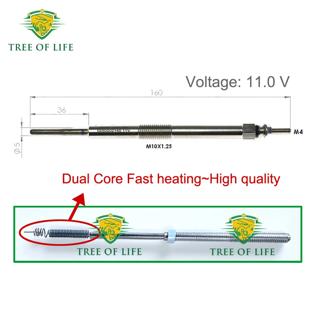 4x 11V New Dual Core Heater Glow Plugs 19850-0W010 For TOYOTA IQ URBAN CRUISER VERSO S YARIS 1.4 D-4D 198500W010 19850 0W010