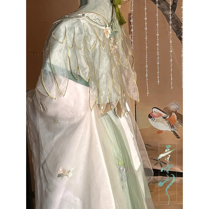 TGCF تيان غوان Ci فو شيه ليان هوا تشنغ فنغ شي تشينغ شوان تأثيري حلي الأخضر كوس فستان Hanfu مجموعة كاملة يي؛ 4