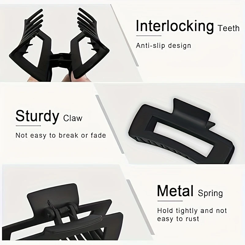 4 Pieces Of Women'S And Girls' Rectangular Hair Clips With Anti Slip Claws Suitable For Thin And Thick Hair image 5