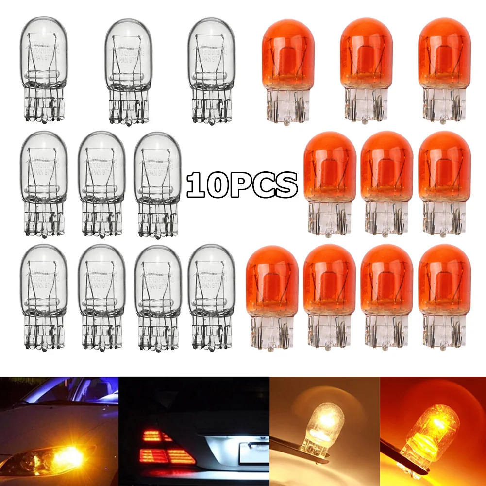 10Pcs T20 7443 W21 5W Clear Glass Car Turn Signal Brake Stop Tail Lights Bulb Daytime Running Lights Turn Stop Brake Tail Bulbs