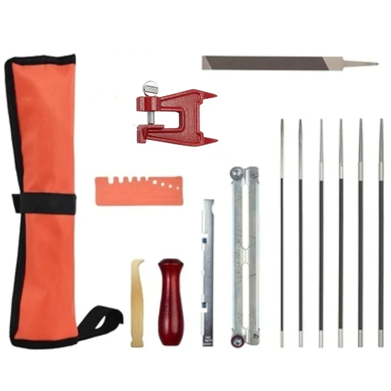 GTBL 14 Pack Chainsaw File Kit, Chainsaw Sharpener With Stump Vise Round Files, Complete Chain Sharpening Tool Set