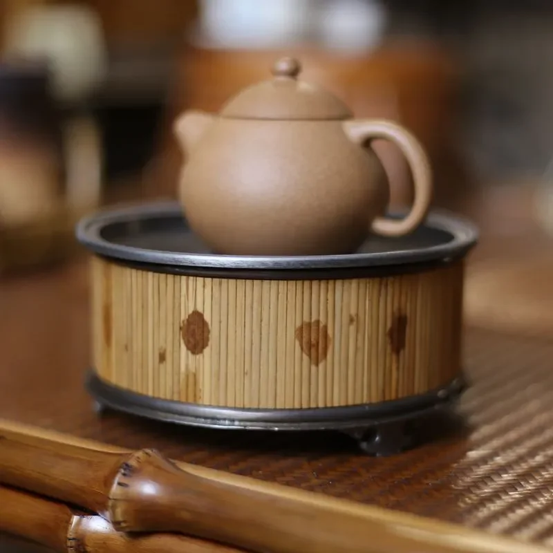for Xiangfei Pure Tin Tea Tray with Bamboo Base Handmade Dry Brewing Table Gongfu Tea Set