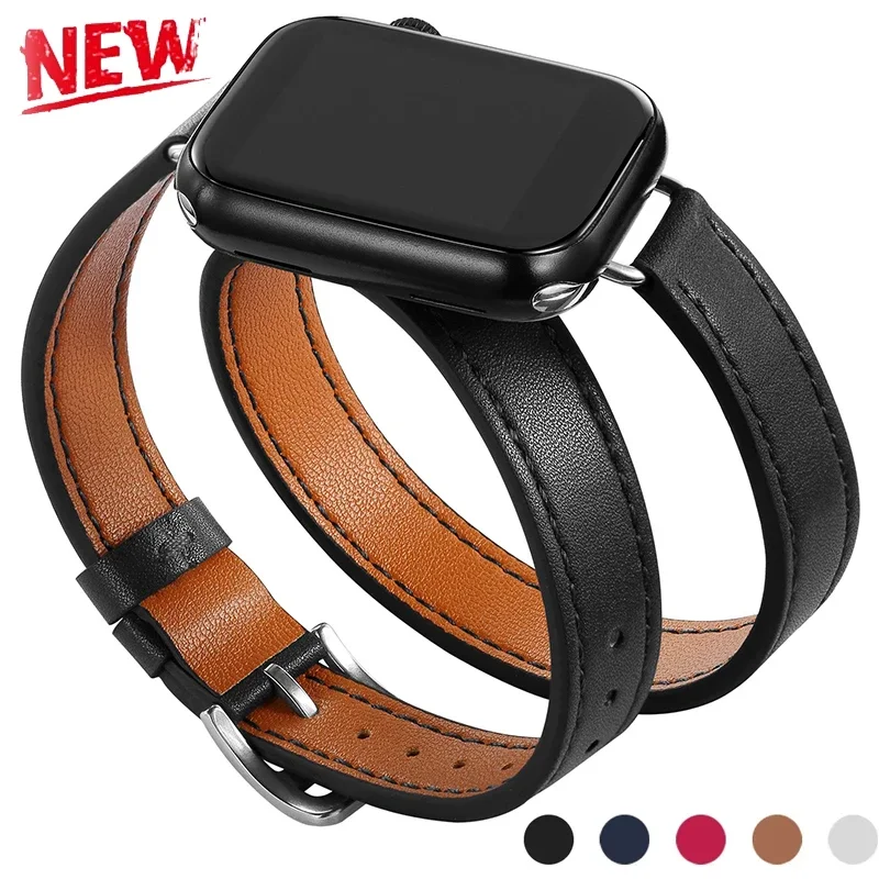 

Leather Strap for Apple Watch Band 49mm 46mm 41 45mm 40mm 44 Correa For IWatch Series 10 9 8 7 6 SE 5 Ultra Replacement Bracelet