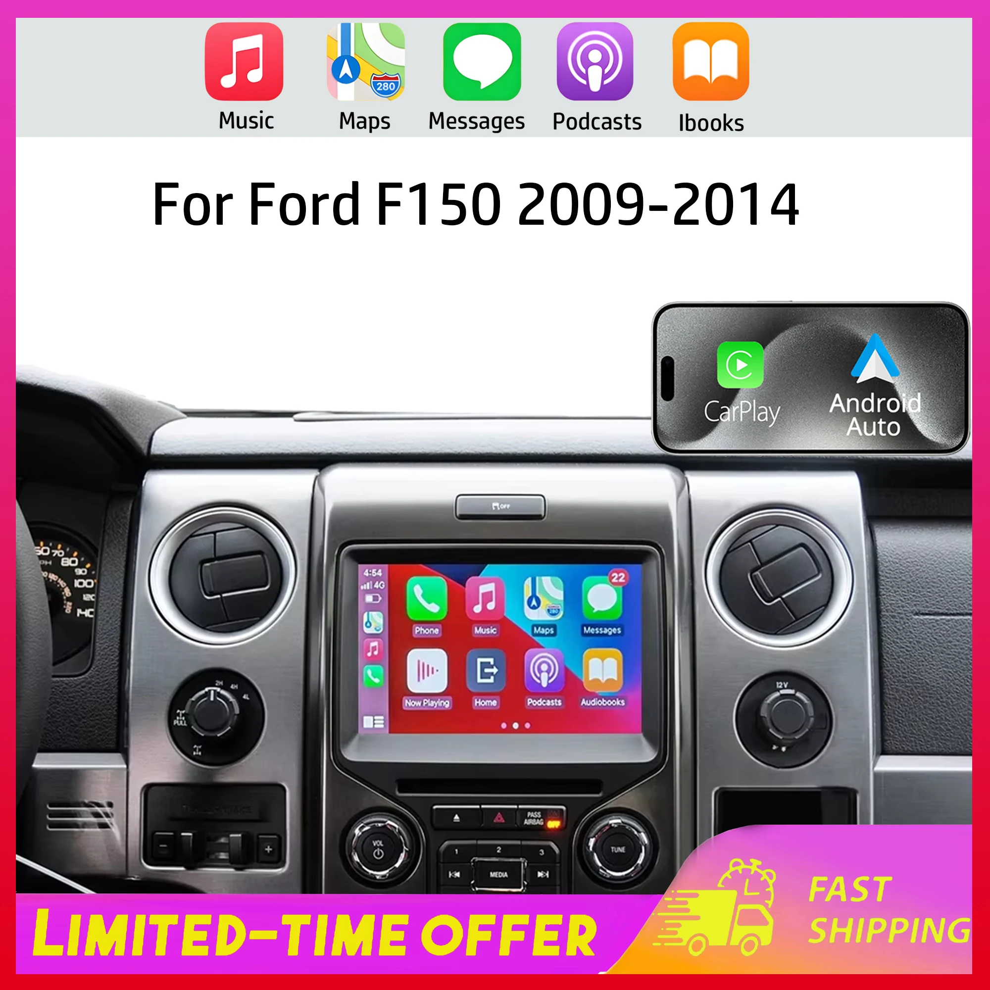 Car Radio for Ford F150 2009 2010 2011 2012 2013 2014 Wireless Carplay Android Auto Car Multimedia 2 Din Multimedia Player
