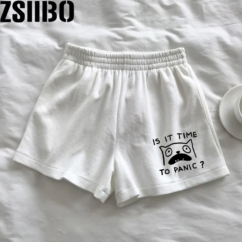 Kitten Print Summer Harajuku Fashion Sports Sweatpants ew style women's animated Loose Y2K Clothing women's high-waist shorts