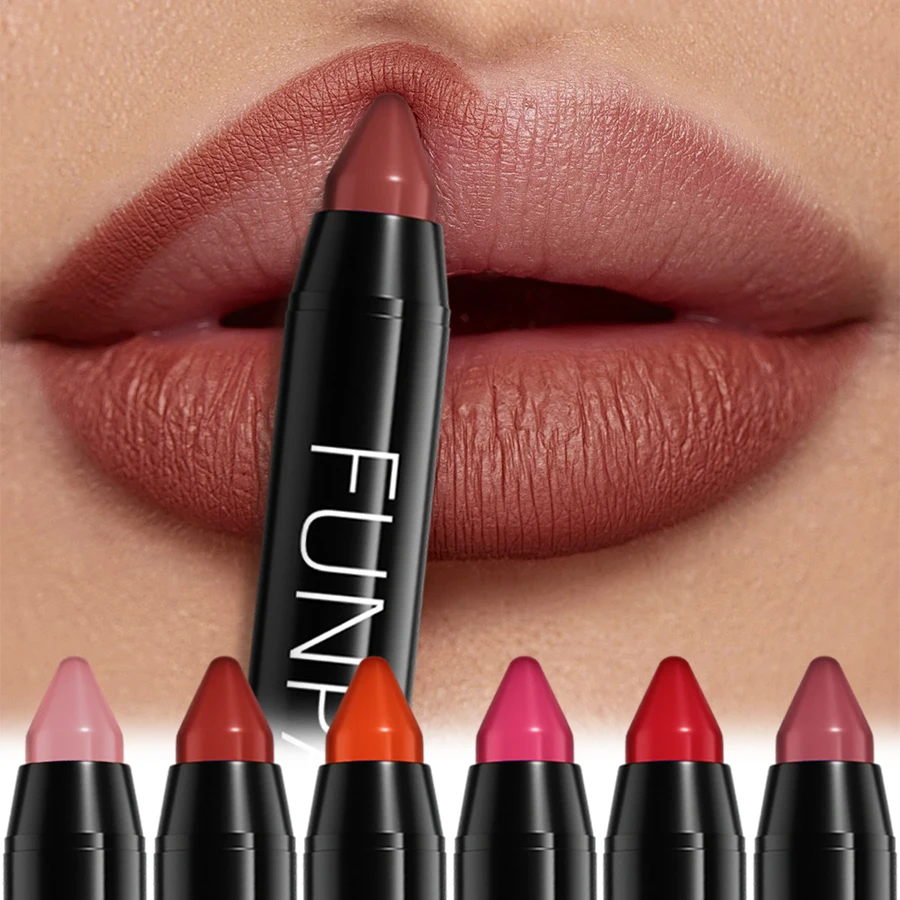 21-Colors Lipstick Pencil Waterproof Sexy Red Matte Contour Tint Lipstick Lasting Non-stick Cup Lipliner Pen Lip Makeup Cosmetic