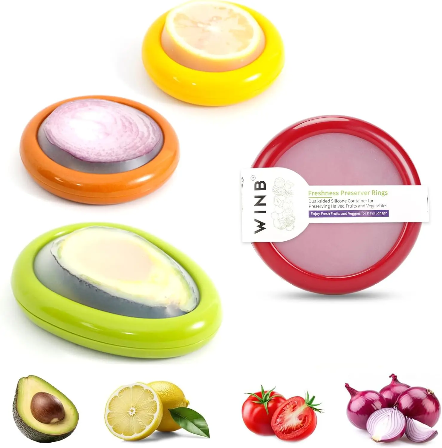 

Reusable Fruit & Veggie Savers - Keep Avocados, Tomatoes, Apples Fresh
