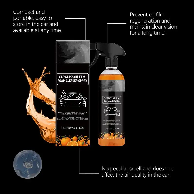 Средство для удаления масляной пленки автомобильного стекла, очиститель масляной пленки для лобового стекла автомобиля, 120 мл, обезжириватель, жидкий спрей, полировка, защита для