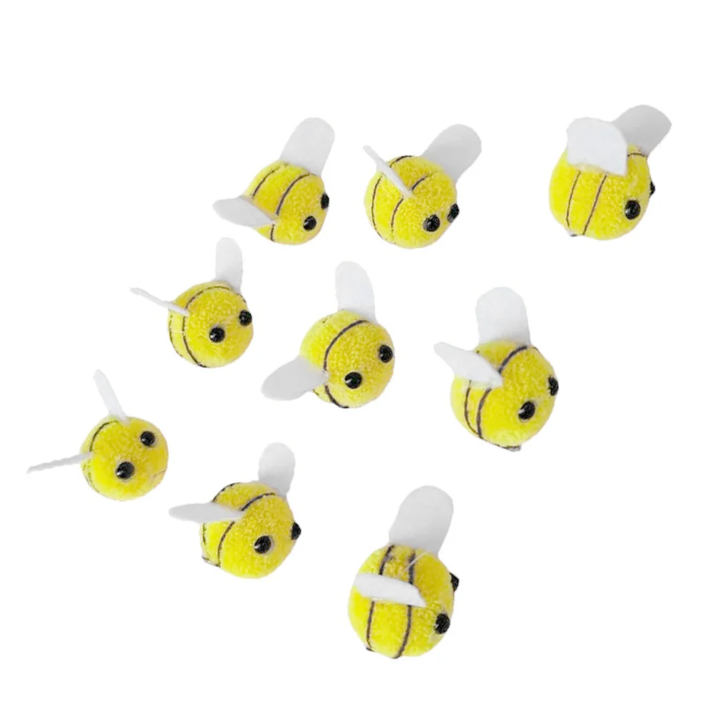 

50pcs Handmade Bee Ball Decoration Yellow Artificial Wool Diy Craft Supplies For Clothing Hat Bag Diy Accessories