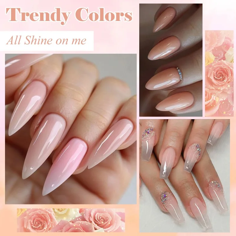 13個入り/セット クイックエクステンションネイルジェル ヌードホワイトピンクジェルネイルポリッシュ UVセミパーマネントネイルアート マニキュアツール用