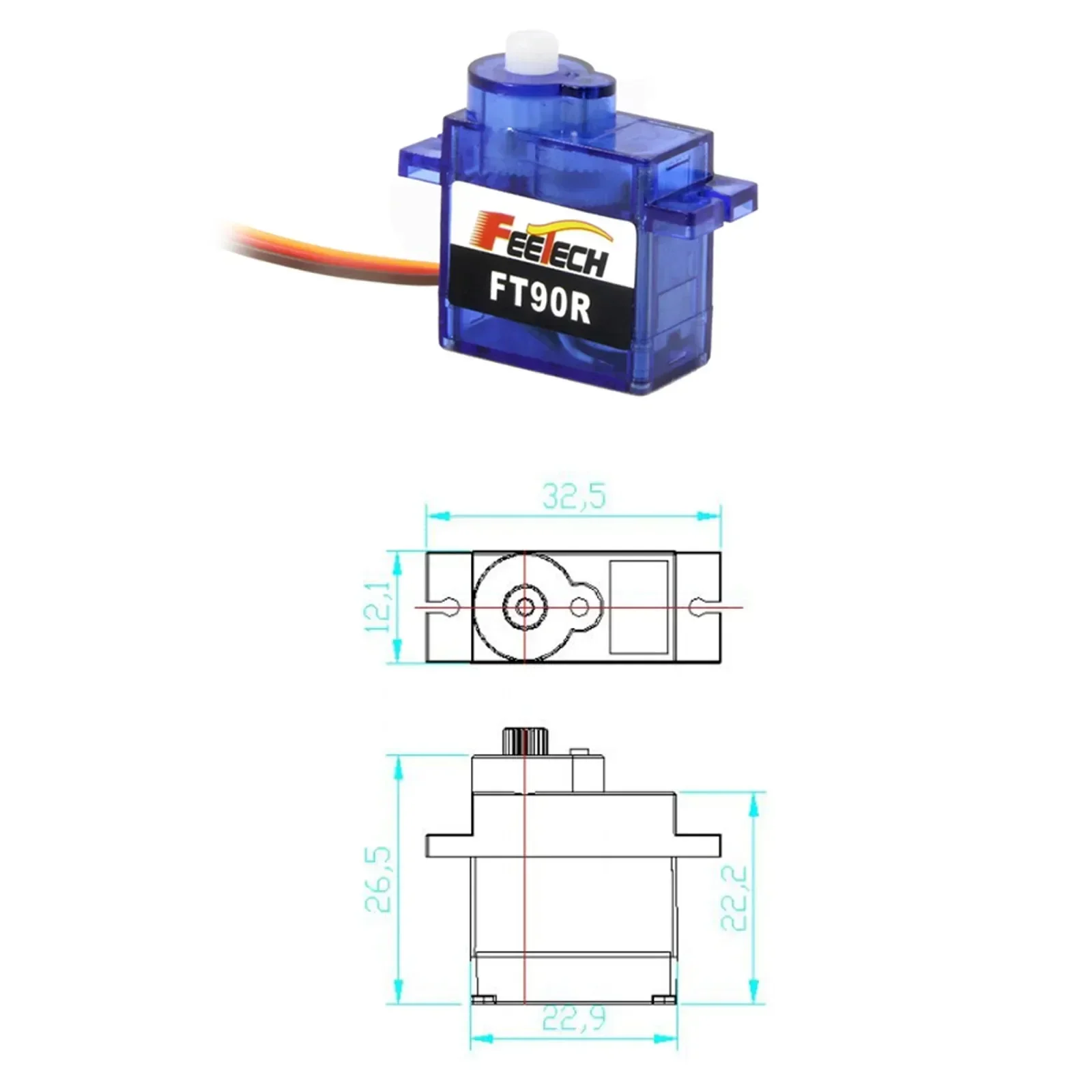 Voetech FT90R 360° °   Continue rotatie digitale servo 1,5 kg. cm koppel voor Arduino Robot/Drone 10-pack