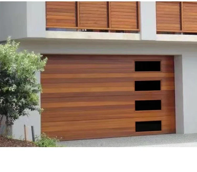 Prettywood Residential Modern Remote Control Glass Inserted Sectional Aluminum Panel Garage Doors With Windows