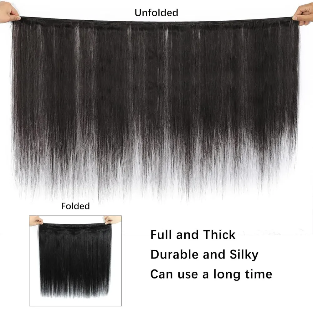 Brazilian Human Hair Bundles Natural Black Color #1B Straight 100% Real Human Hair Extension 24 26 28 Inch For Woman 1/3 Bundles