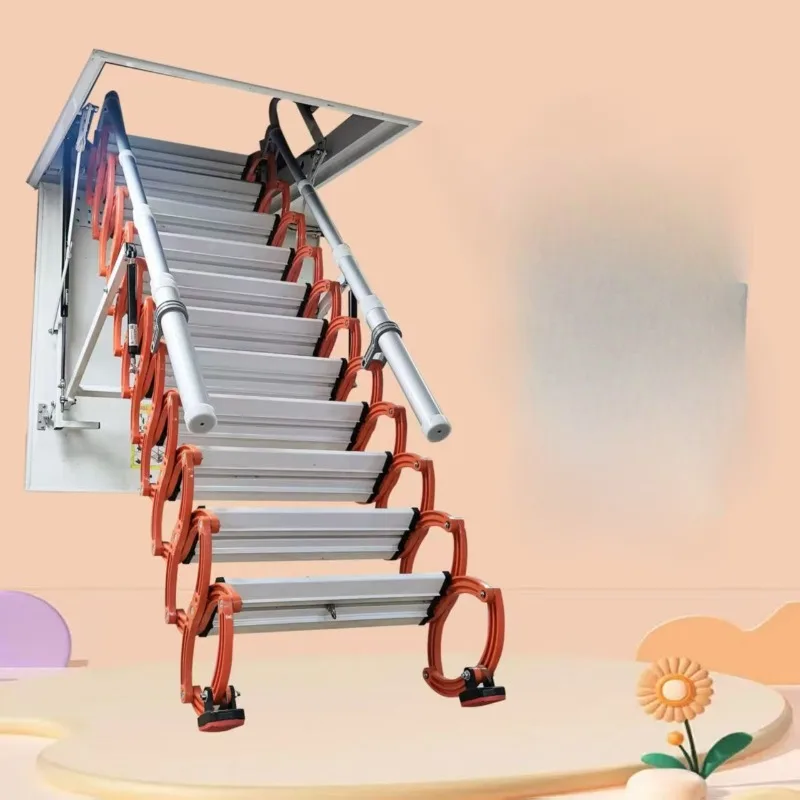 

Thickened attic telescopic staircase household invisible manual extension folding lift hidden indoor staircase electricstaircase