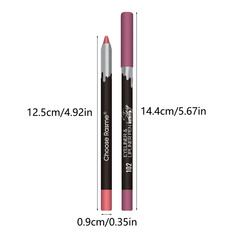 Matte Lip Liner Pencil Case, impermeável, Hook Line, Lipstick Pen, Foam Pen sem Fading Lip Line, Escolha Rasme, 12 cores