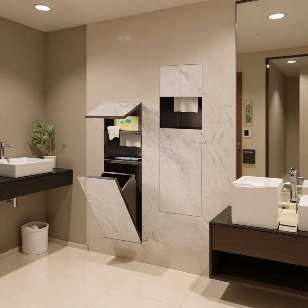Stainless steel niche toilet embedded toilet niche trash can bathroom embedded toilet tissue box