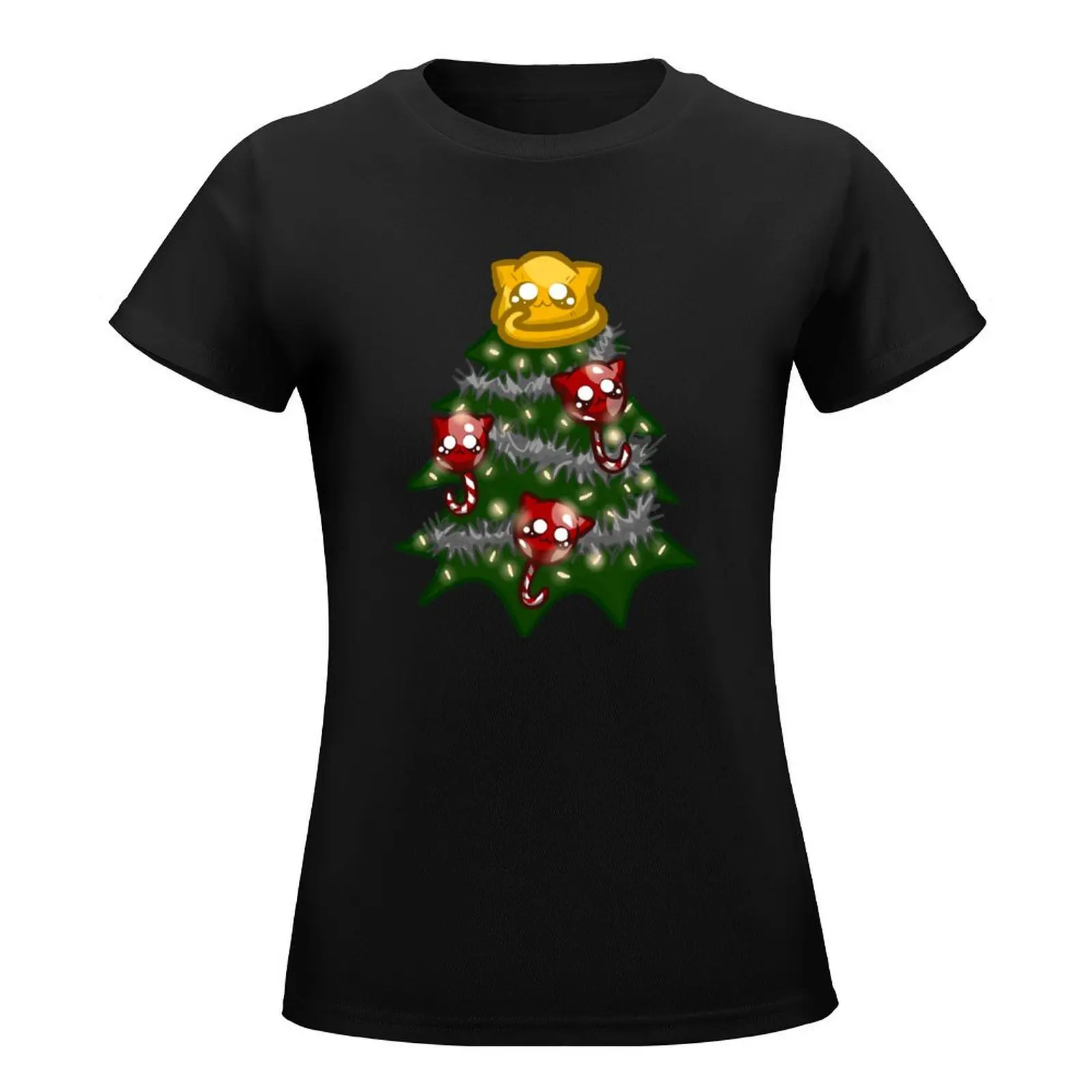 Christmas Tree Kitties T-Shirt Blouse graphics korean fashion tees Womens graphic t shirts