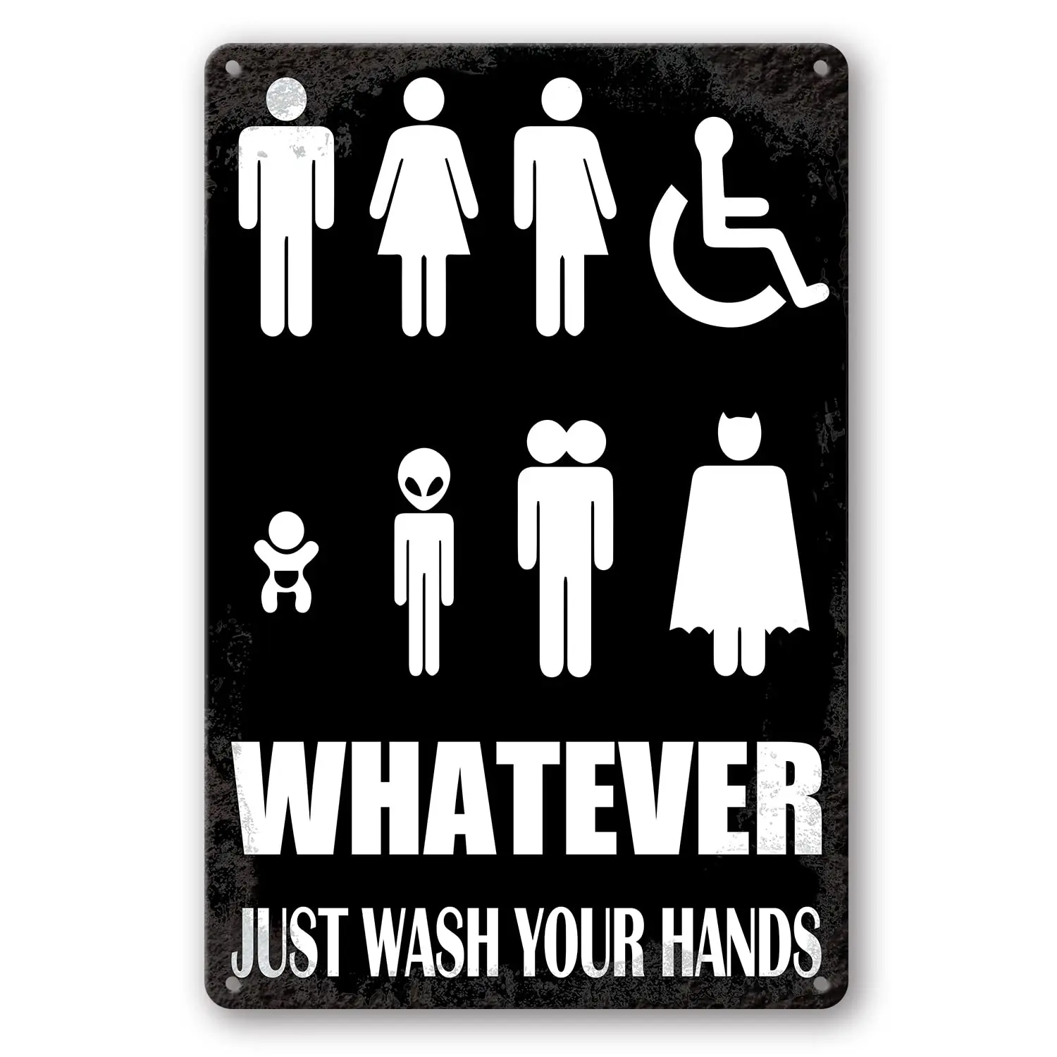 Whatever Just Wash Your Hands Sign Funny All Gender Metal Tin Sign Wall Plaque For Bathroom Restroom Toilet Washroom Bathroom De