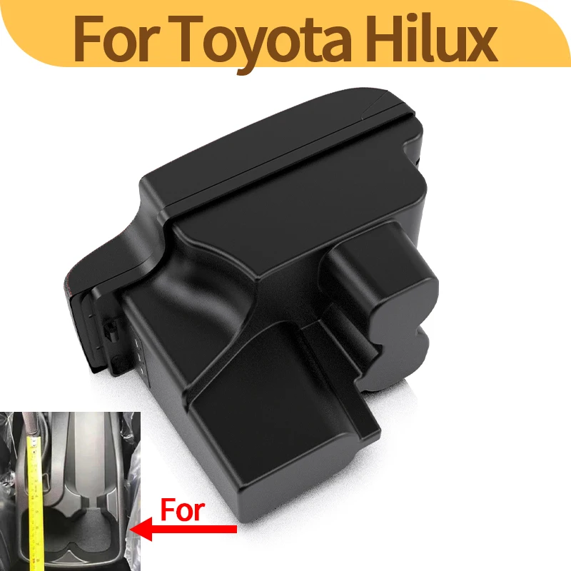 For Toyota Hilux Armrest box Retrofit Interior Parts Car Armrest Storage box Holder Ashtray Car Accessories USB LED