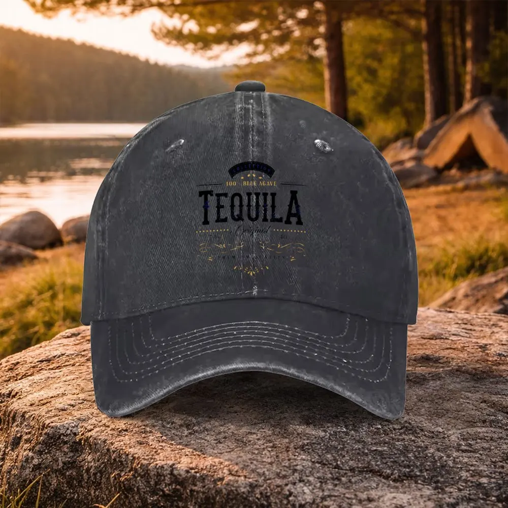 Casquette de baseball décontractée et polyvalente 2026 avec imprimé texte Tequila, effet délavé, idéale pour le golf, les tenues décontractées et les activités de plein air, unisexe